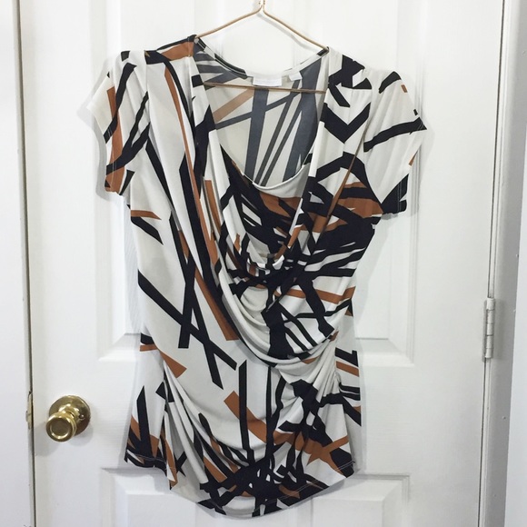 New York & Company Tops - NY&Co | Cowl Neck Blouse | Blk, Wht, & Tan